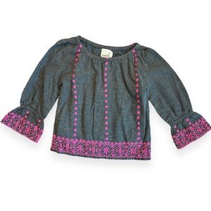 Peek Embroidered Flannel Top 4-5